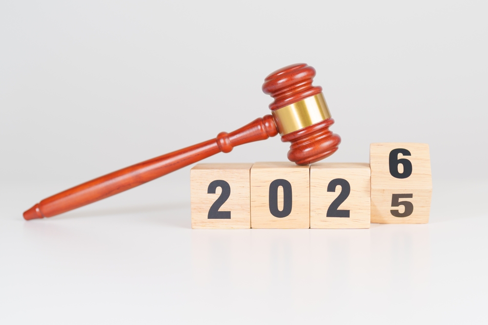 Happy New,Year 2026 With Judge Gavel On Table.