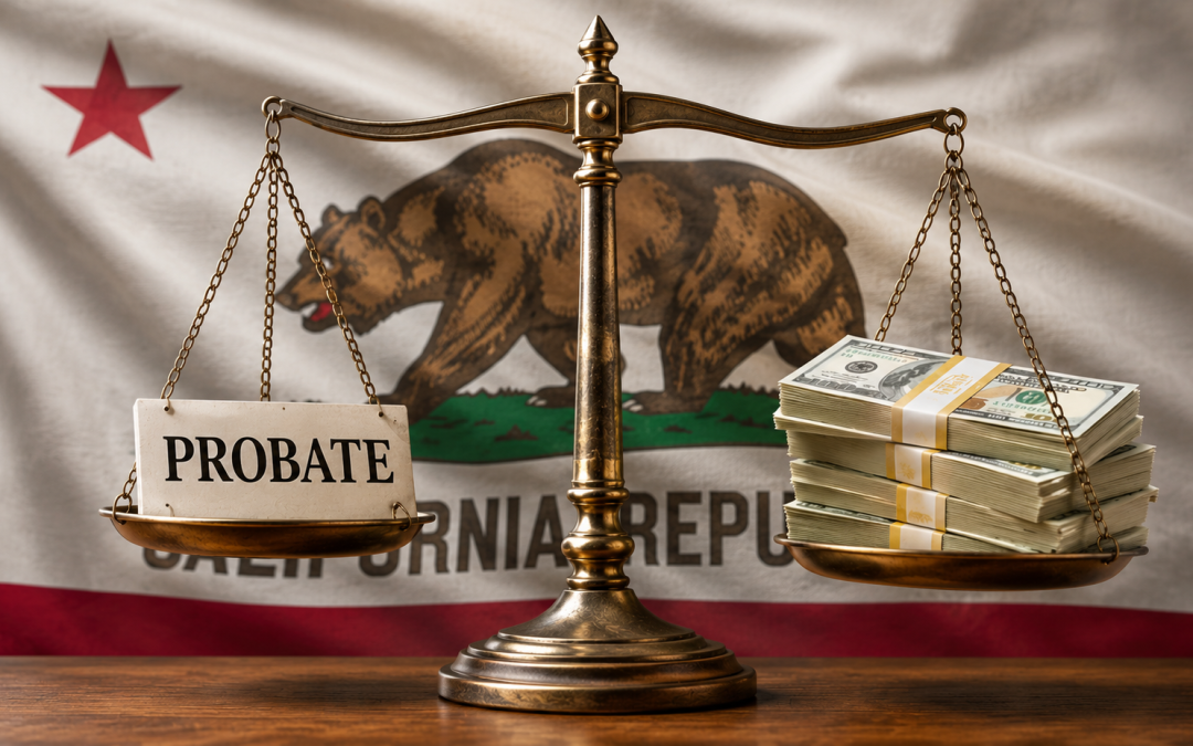 Judicial Weights in front of California flag.
